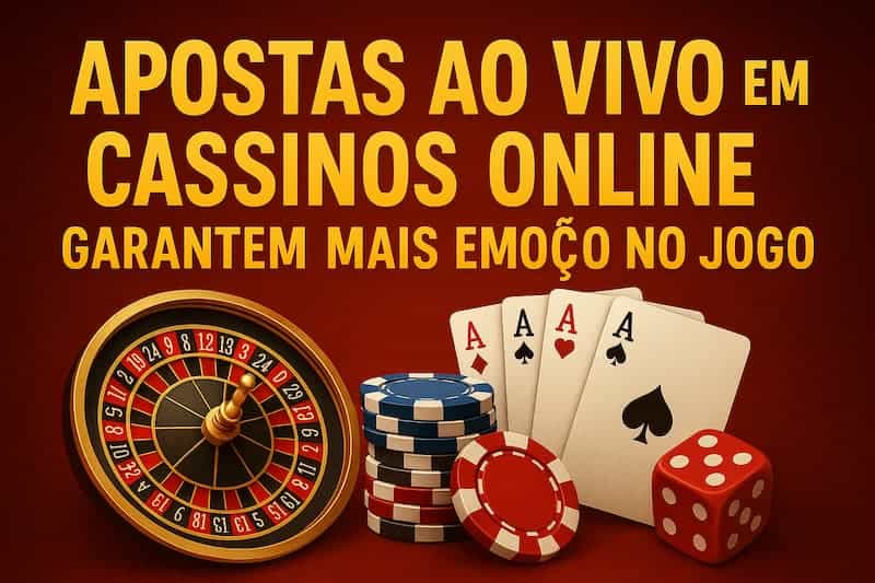 Roleta, fichas, dados e cartas representando apostas ao vivo em cassinos online