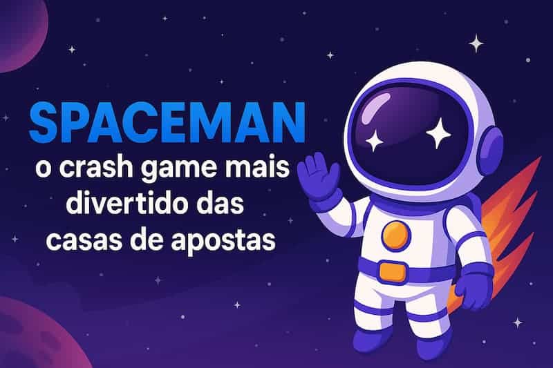 ilustração de astronauta sorridente com fundo espacial e texto sobre o jogo Spaceman