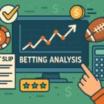 ilustração de análise de apostas com gráficos, calculadora e ícones esportivos