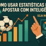 Gráficos e bola de futebol com texto sobre como usar estatísticas para apostar com inteligência.
