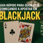 Cartas Ás de paus e Valete de copas sobre a mesa de blackjack com fichas ao lado.