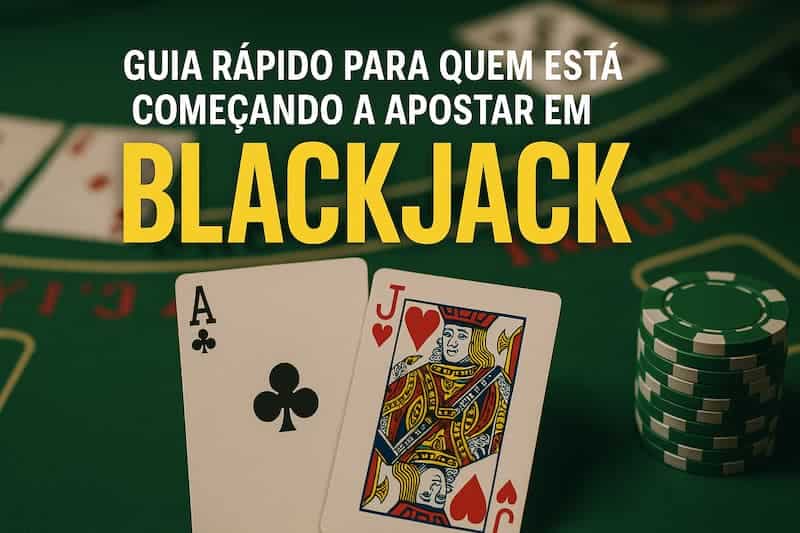 Cartas Ás de paus e Valete de copas sobre a mesa de blackjack com fichas ao lado.