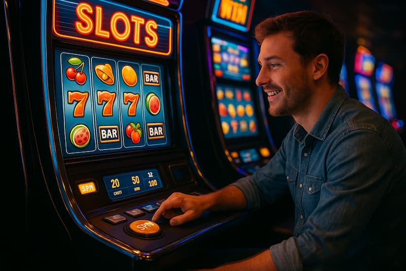 homem jogando jogo de slot