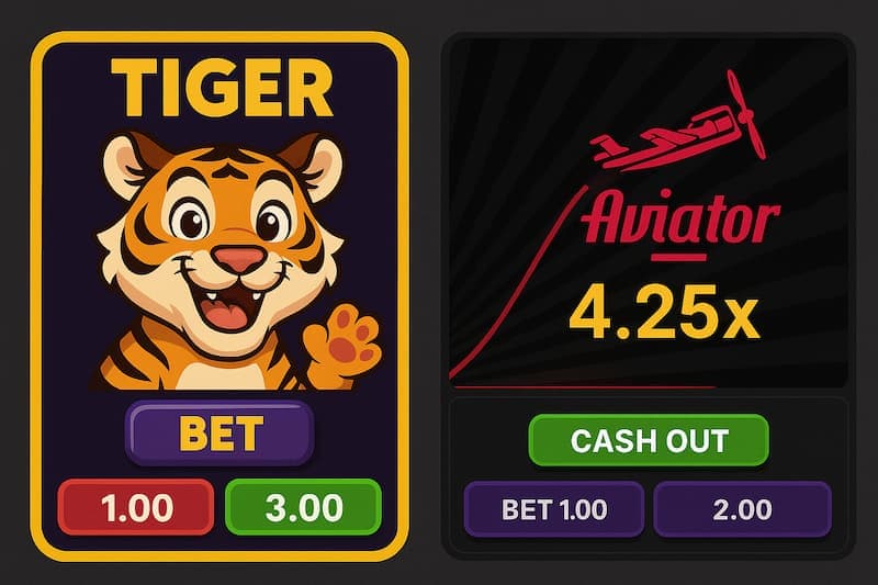 jogos cassinos com Tigrinho e Aviator em interface de apostas