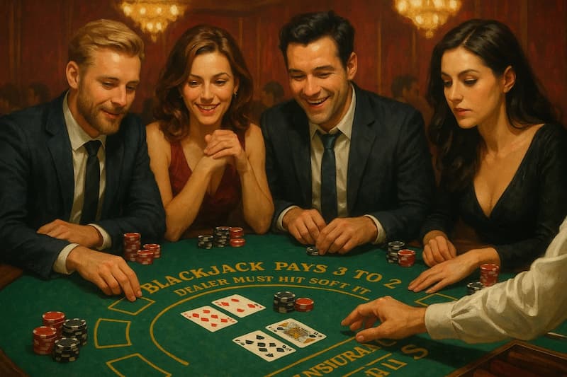 pessoas jogando blackjack